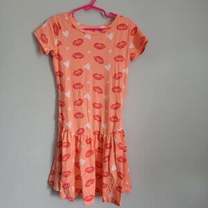 Dot Dot Smile Dress Girl's 5/6 Youth Orange Hearts Twirl Flapper NWT